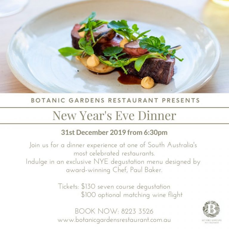 New Year's Eve Dinner at Botanic Gardens Restaurant, Adelaide.