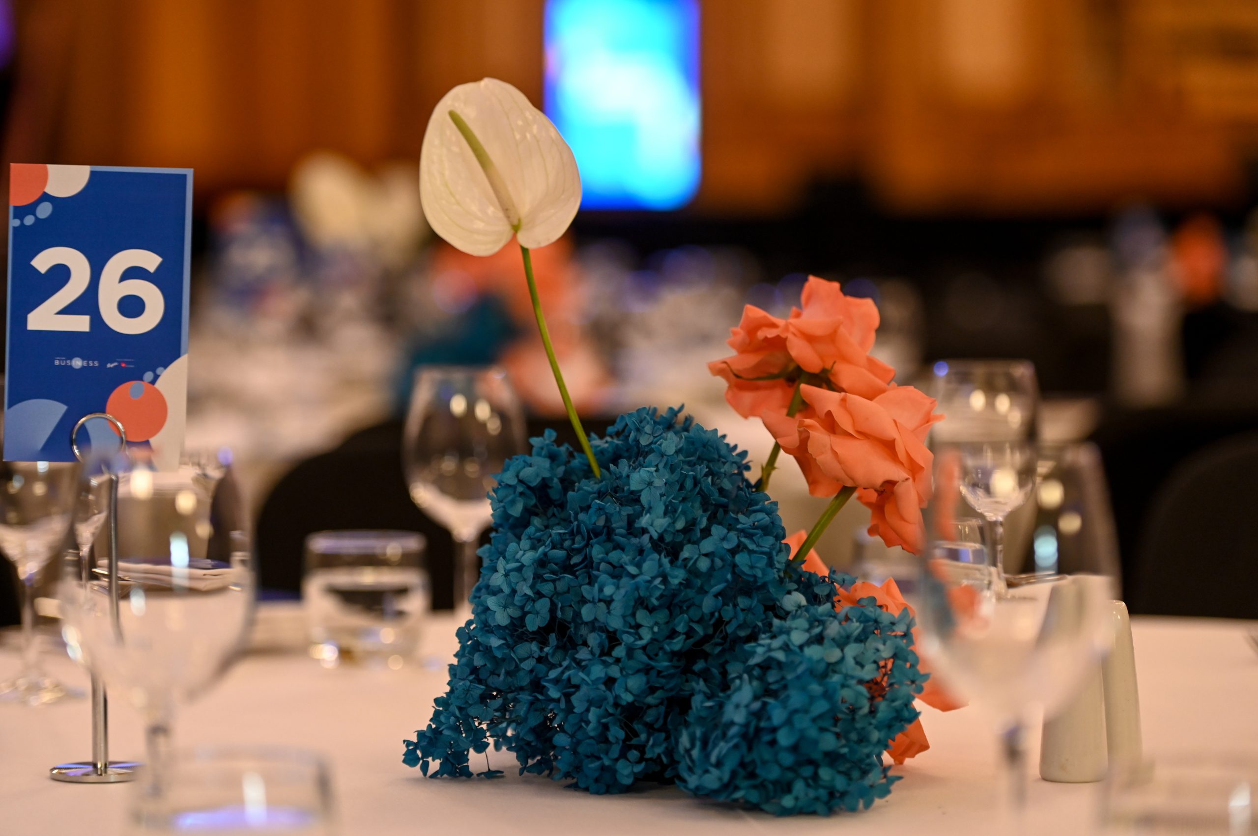 Flowers on table in Adelaide Town Hall